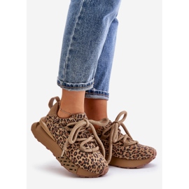 Sneakers för damer i mocka på plattformen med tjock snörning Leopard Artiker 55C0135 Brun 1