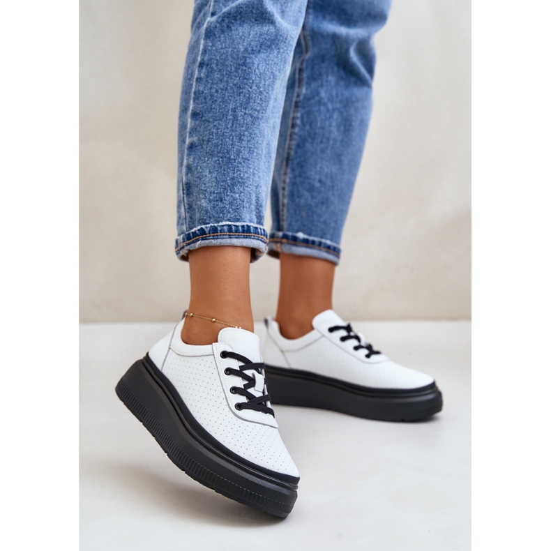 Damsportskor på plattform, naturläder, vit 41470 Vinceza 2