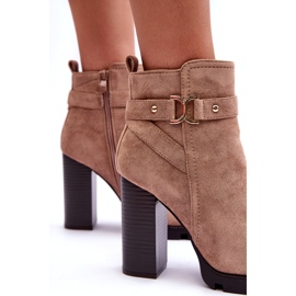 Liani Mocka Stövlar med hög klack Beige 3