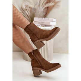 Kvinnors ankelstövlar på hög klack isolerad Eco Mocka Brun Arkesia 2