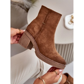 Damstövlar på högklackat isolerad ekomocka Khaki Arkesia brun 2