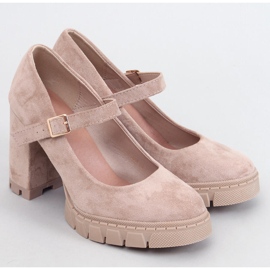 Plattformspumpar med en Dresse Khaki-rem beige 1