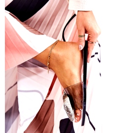 Kvinnors gummipipflops med en båge och svartgrå zirkoner 4