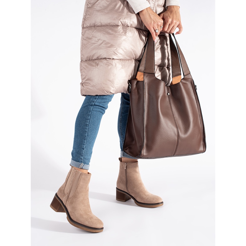 Seastar Chelsea-stövlar i beige mocka med hög klack 2