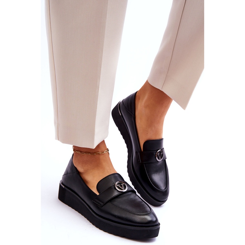 Vinceza-lädermockasiner för kvinnor med låg kil, svart 3