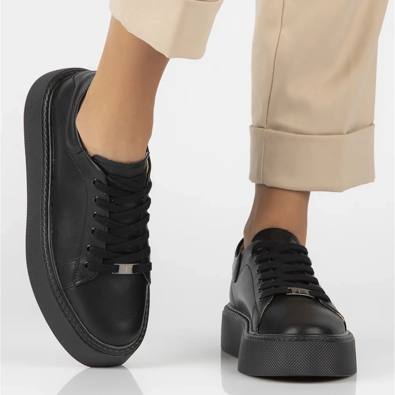 Filippo DP6119/24 Bk läder sneakers, svarta 2