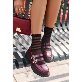 Damskor med remmar Patent Burgundy Terione röd 2