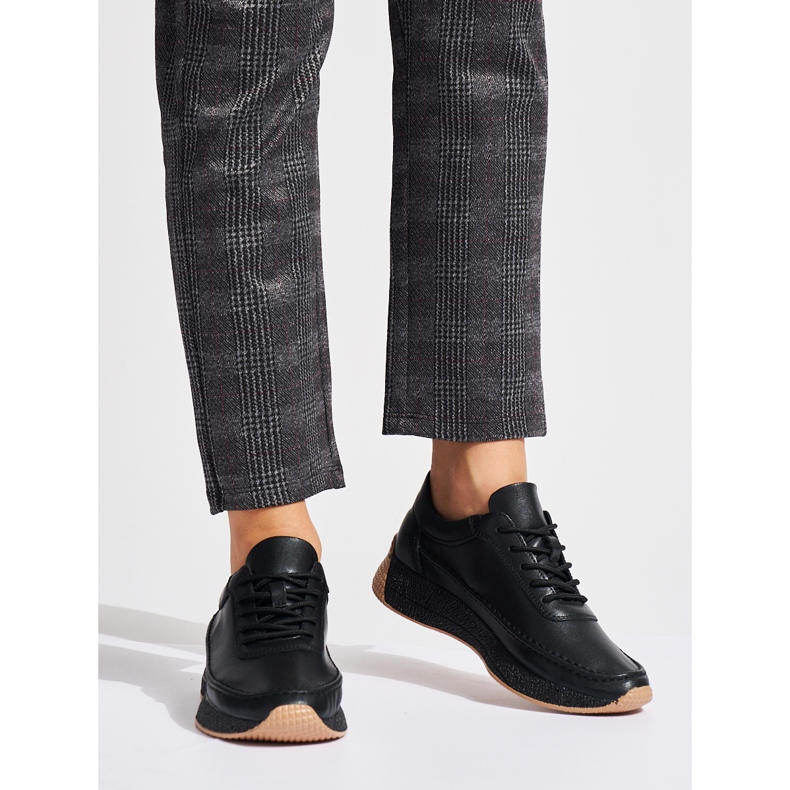 Sergio Leone Svarta sportskor i läder för kvinnor 1