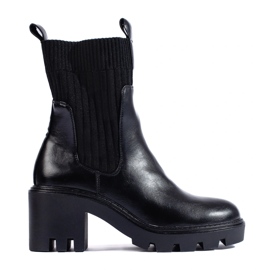 Potocki svarta slip-on ankelboots med bred klack 1