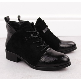 M. DASZYŃSKI Isolerade svarta stövlar i mocka för kvinnor M.Daszyński MR2458-7 2