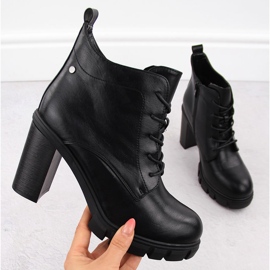 M. DASZYŃSKI Svarta högklackade ankelstövlar för kvinnor M.Daszyński SA218-8 1