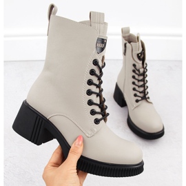 Beige ankelstövlar i läder för kvinnor Vinceza 66671 1