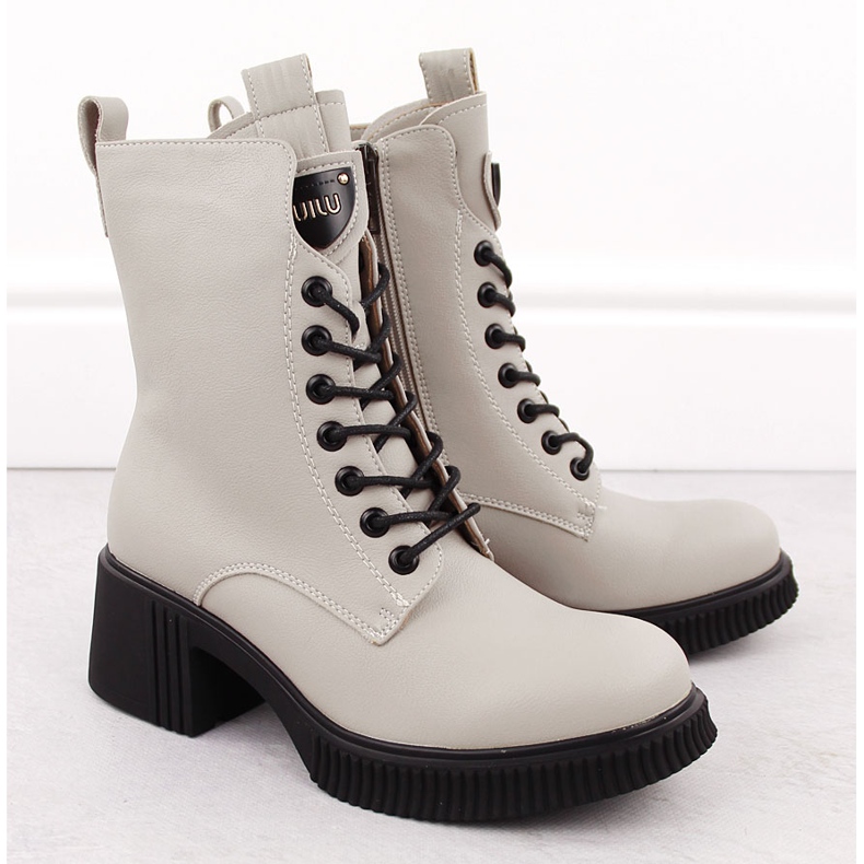 Beige ankelstövlar i läder för kvinnor Vinceza 66671 2