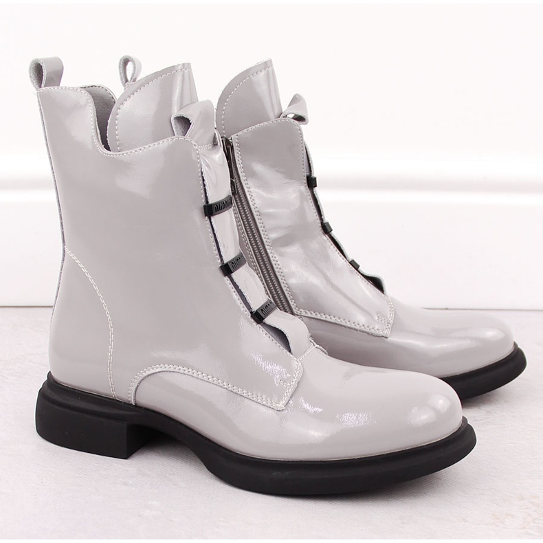 Stövlar i lackskinn, grå Vinceza 66678 2