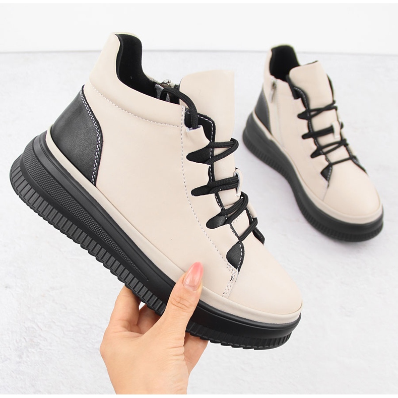 Isolerade läderstövlar för kvinnor, beige, Artiker 55C1051 1