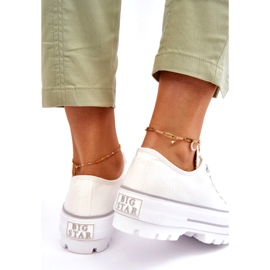 Tyg Plattform Sneakers Big Star LL274150 Vit 3