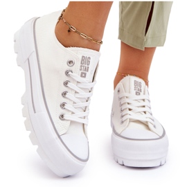 Tyg Plattform Sneakers Big Star LL274150 Vit 4