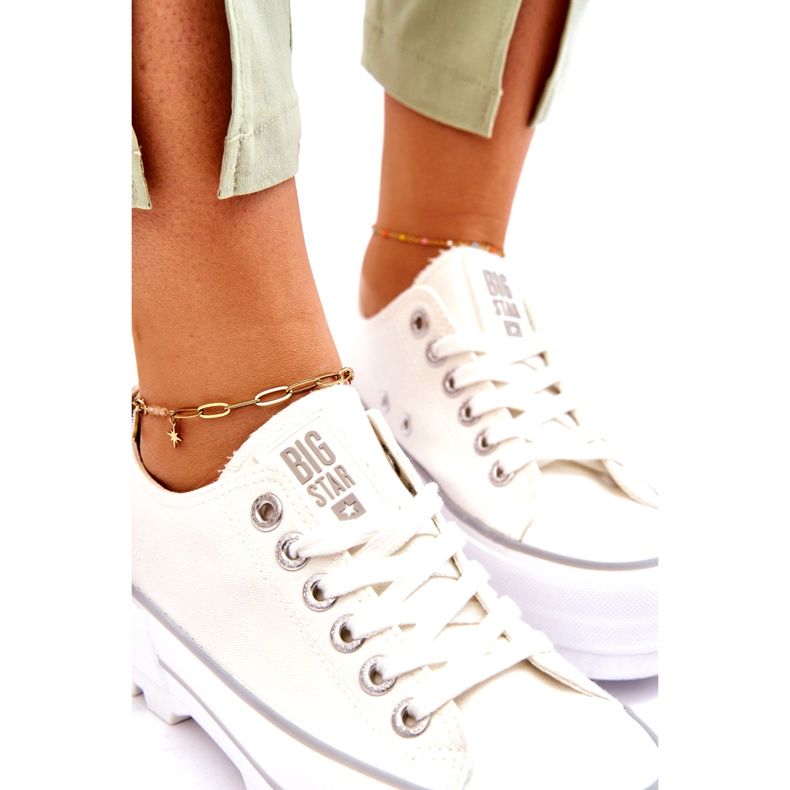 Tyg Plattform Sneakers Big Star LL274150 Vit 2