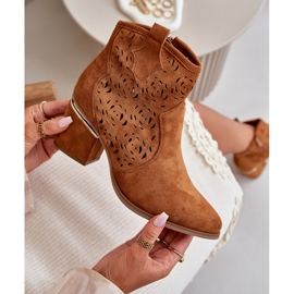 Genombrutna cowboystövlar på hög klack fäst med dragkedja Camel Vosilara brun 3