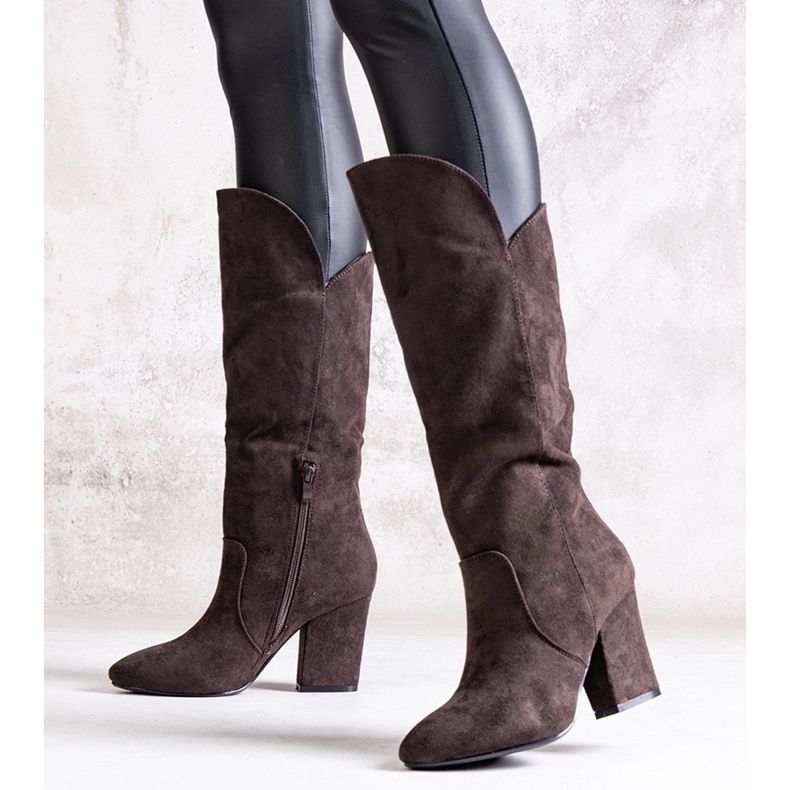 Bruna högklackade Amare-stövlar 2