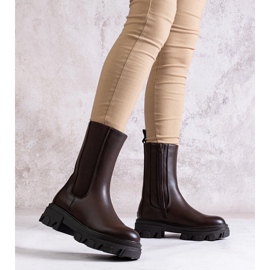 Bruna höga ankelstövlar av Manera ekoläder 2