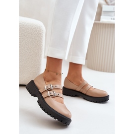 Damskor med beige ekologiska läderremmar Terione 2