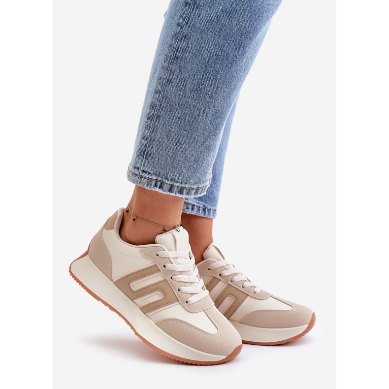 Sneakers för kvinnor, sportskor på plattformen, Beige Thari 1