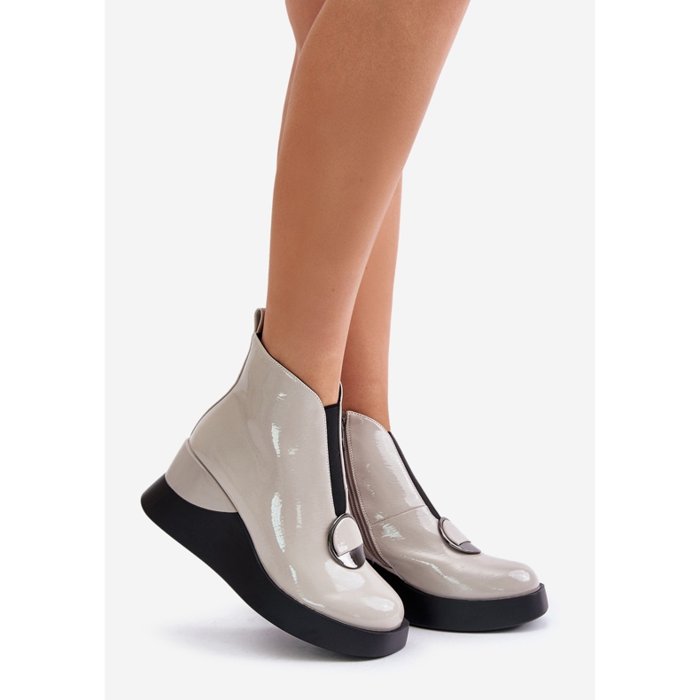 S.Barski Patent kilstövlar isolerade D&amp;A MR880-136 ljusgrå 1