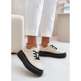 Damsportskor på plattform, naturläder, beige 41470 Vinceza 2