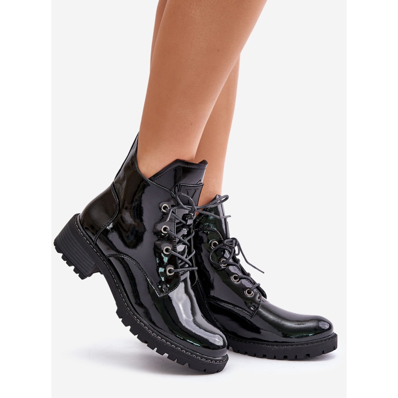 Isolerade damstövlar på låga klackar Patent Vinceza 58136 Svart 1