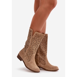 Lewski Shoes Mocka Openwork Boots Leewski 3366/2 Beige 1