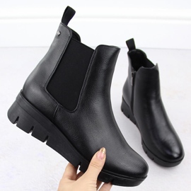 Ankelstövlar för damer med kil, svart Potocki 12433 1