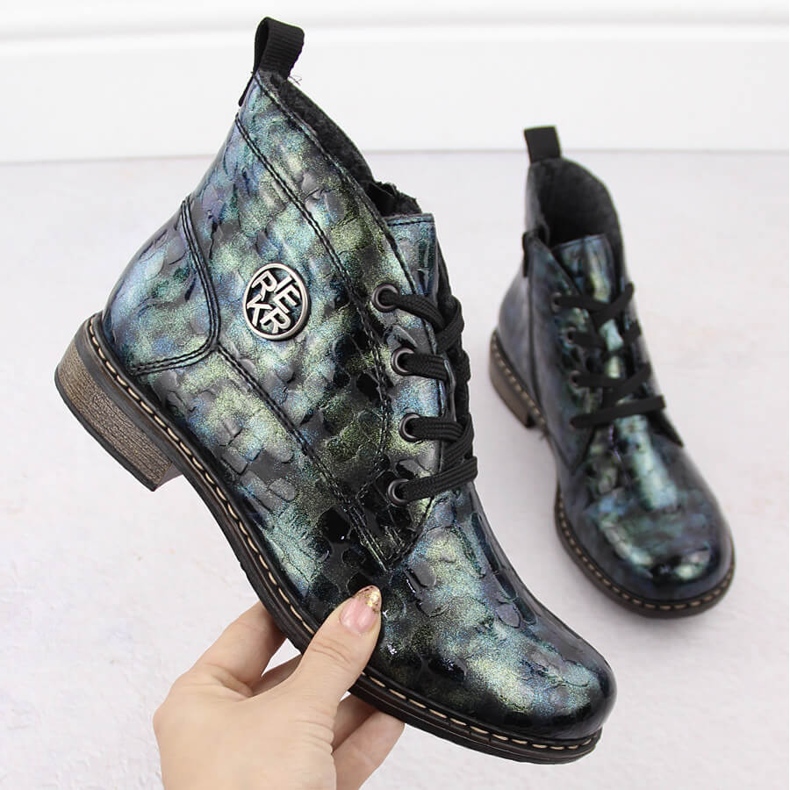 Dampatent krokogröna ankelboots Rieker 71205-90 1