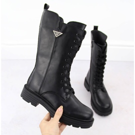 Svart läder arbetarstövlar för kvinnor Filippo DBT6302 1