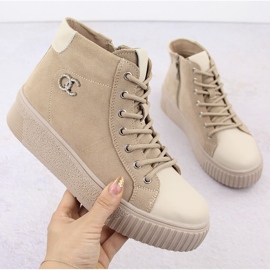 Filippo DBT6483 läder sneakers för kvinnor beige 1