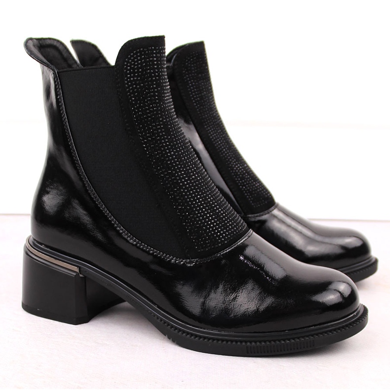 Vinceza svarta ankelboots för dam med cubic zirconia 2