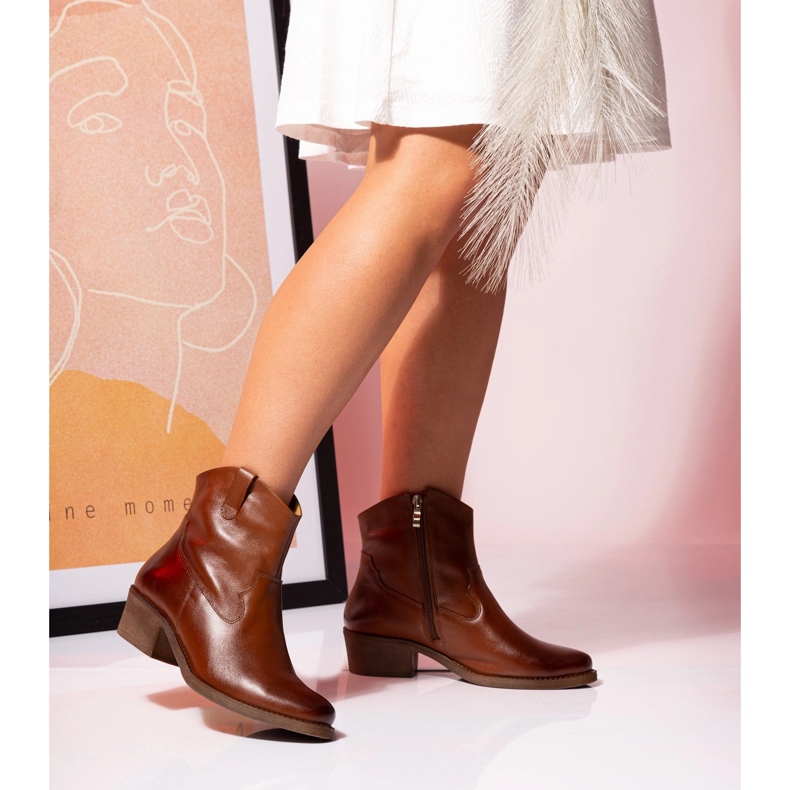 Cowboystövlar för dam i kamelläder Butdam KW-1 brun 1