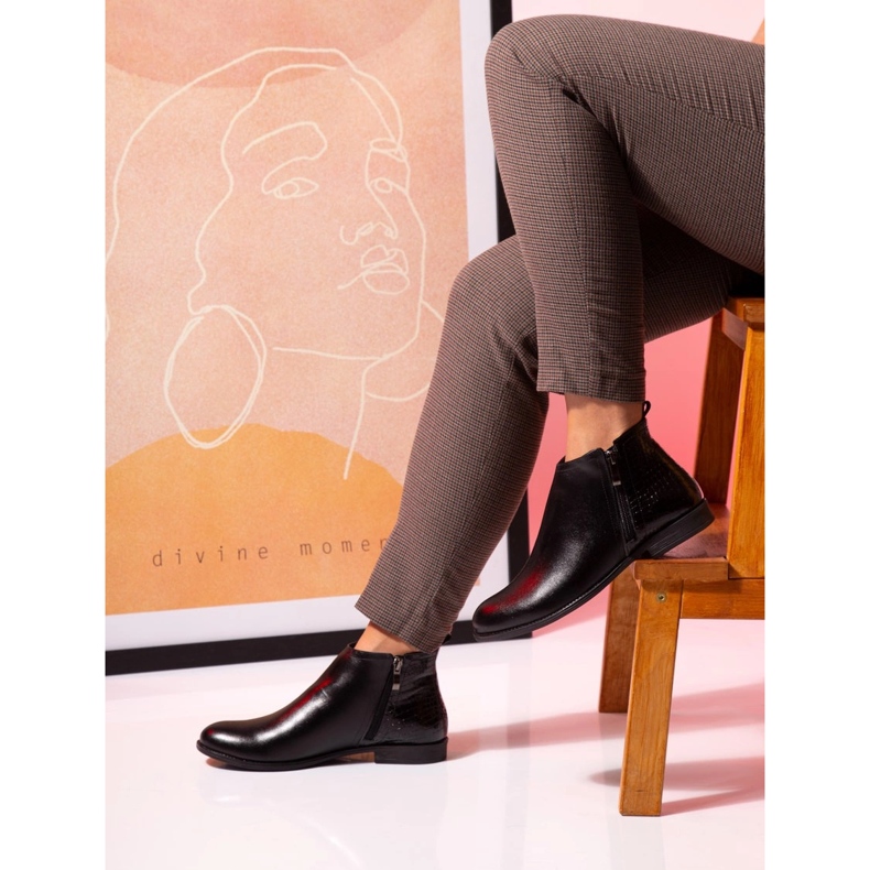 BUTDAM Btz Aurora höststövlar med platt klack i svart läder 1