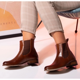 Platta Chelsea stövlar kamelläder Butdam Stw brun 2