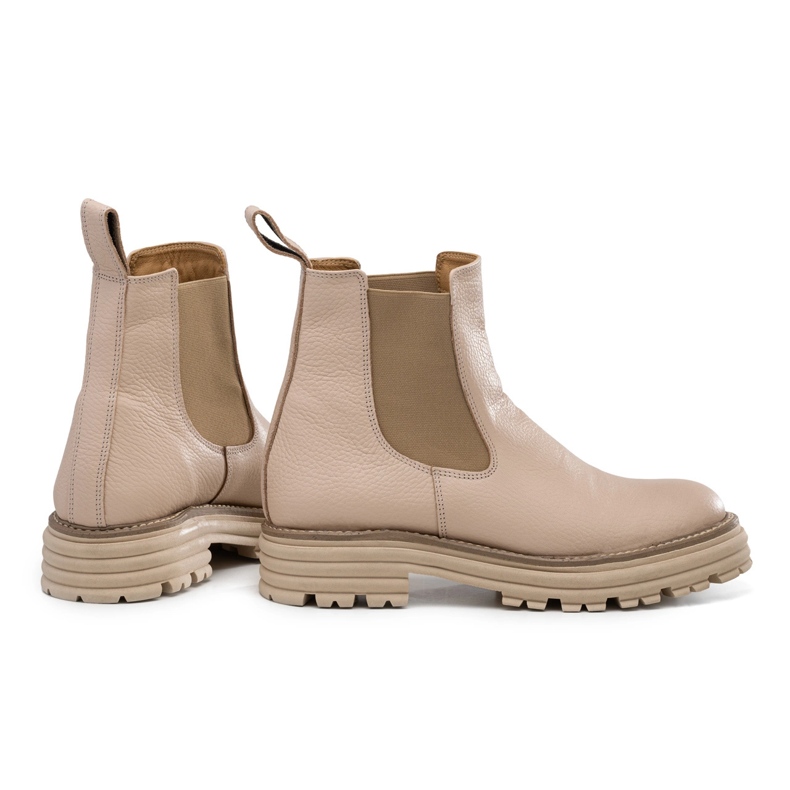 Chelsea boots med tjock sula, beige läder, Butdam Wos 1