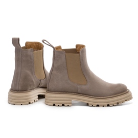Chelsea boots med tjock sula, beige mocka, Butdam Wos 1