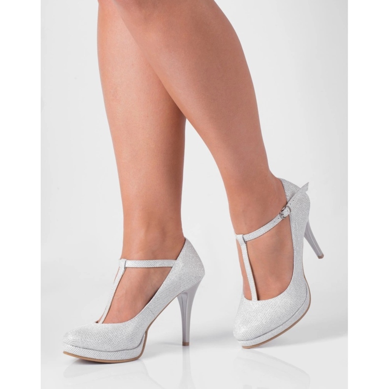 BUTDAM Mariola Bekväma platåbröllopsskor med silverband 1