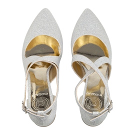 BUTDAM Lågklackade bröllopsskor med silverglitter Alba-band silver- 1