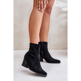 Cowboystövlar på hög klack, Eco Mocka, Svart Arabelline 2