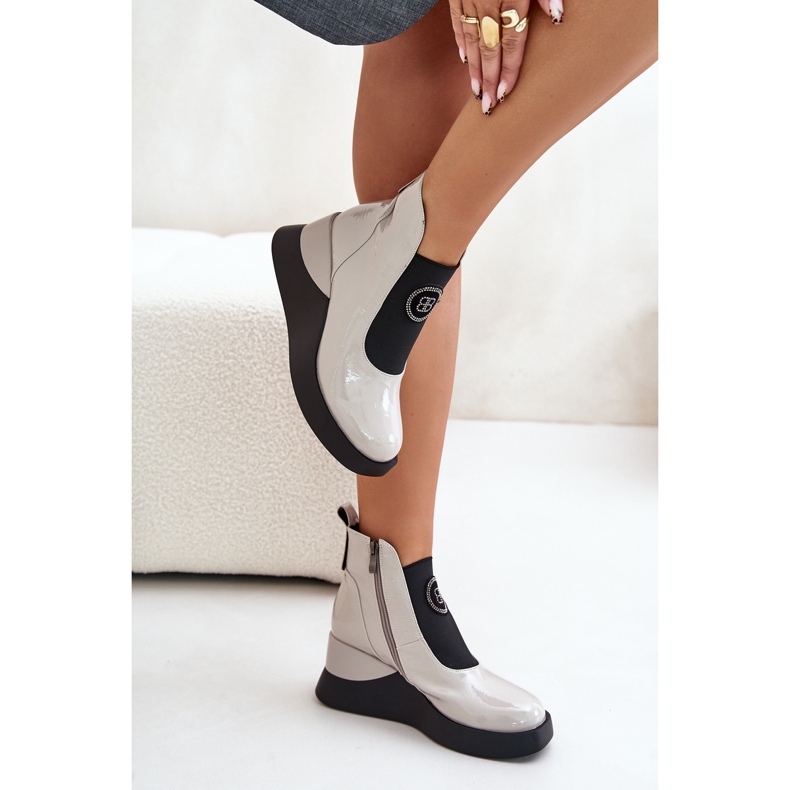 S.Barski Kilstövlar i läder D&amp;A MR880-137 Ljusgrå 2