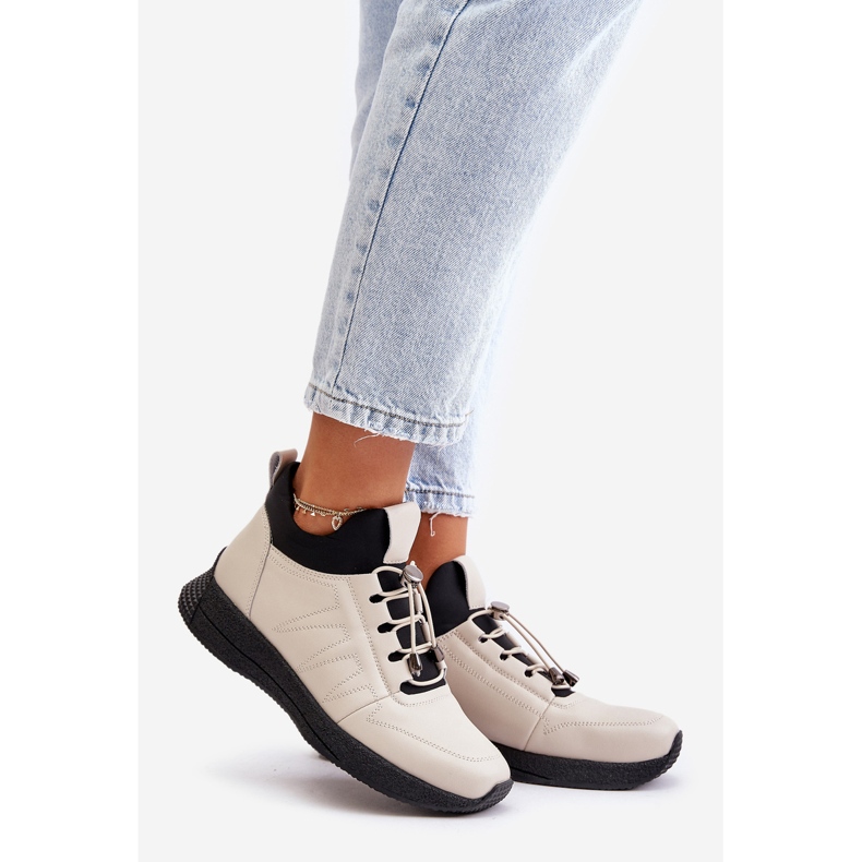 Isolerade sportskor i läder med dragkedja Artiker 55C0038 Beige 1