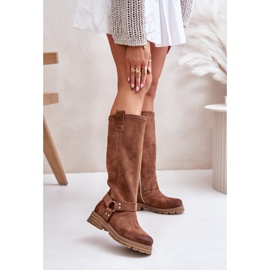 Mocka Knästövlar för kvinnor Lewski 3615 Brun 2