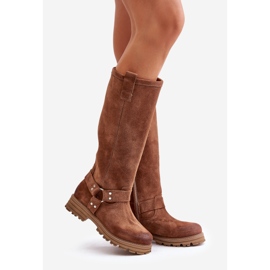 Mocka Knästövlar för kvinnor Lewski 3615 Brun 1