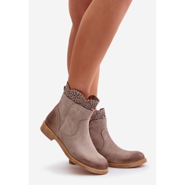 Lewski Shoes Låga platt stövlar för kvinnor Mocka Lewski 3624 Cappucino beige 1