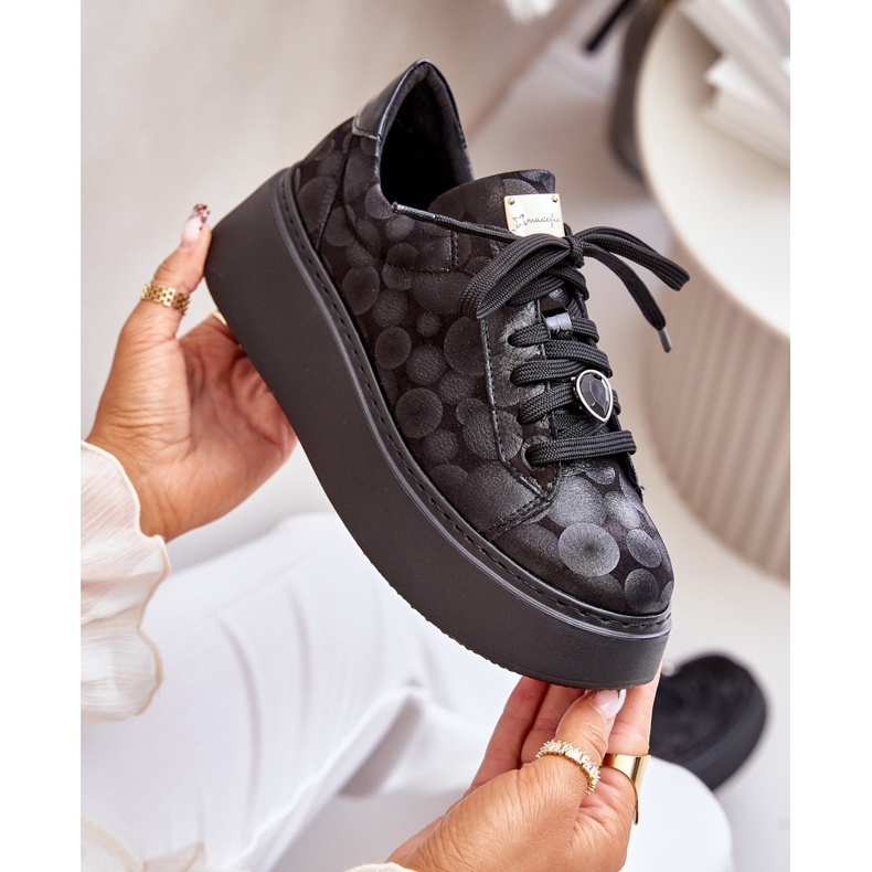 Lädersportskor på plattformen Maciejka 06191-42 Svart 2